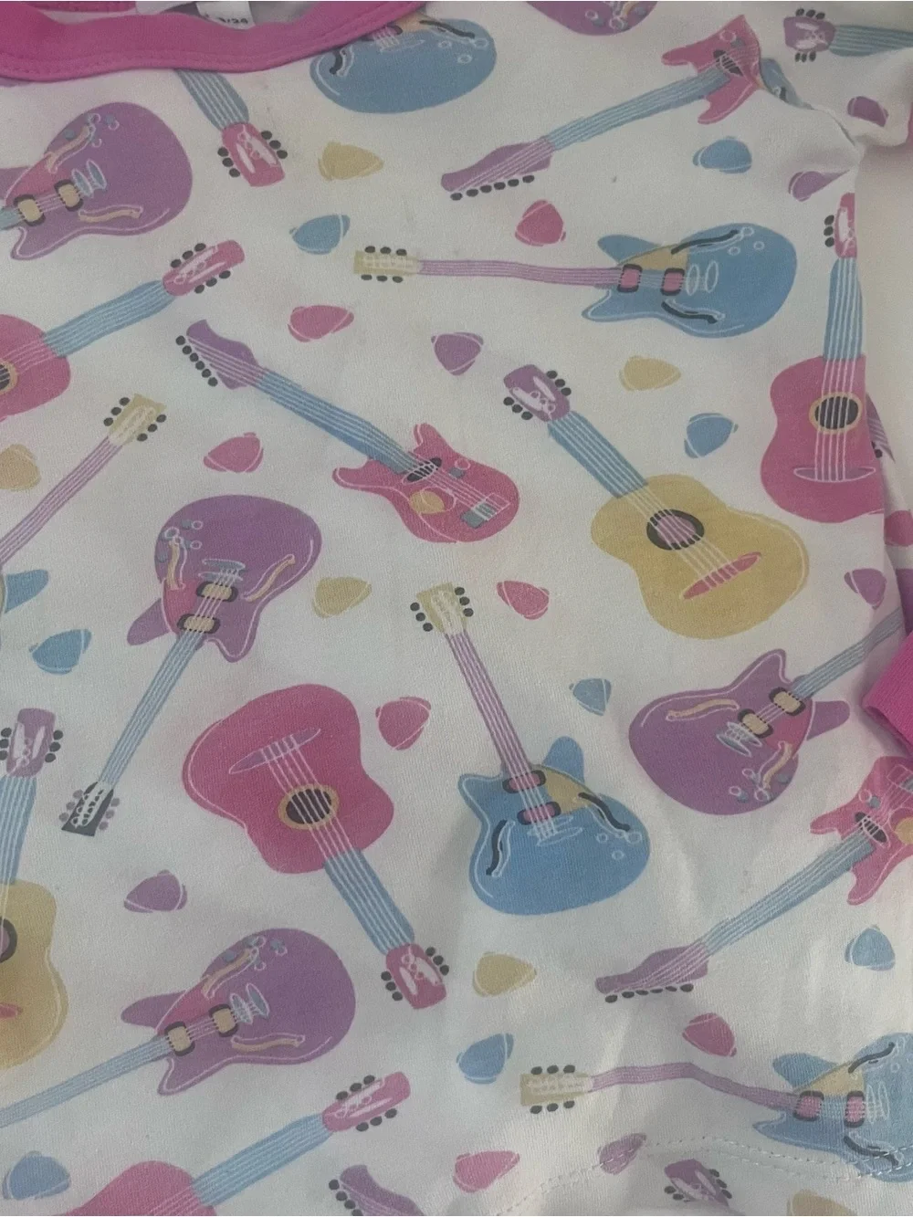 Magnolia Baby Baby Girl Pima Pink Trim Pajamas With Guitar Print 18/24m Long